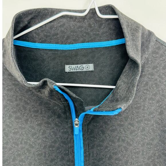 Swag Golf Stacked Skulls Performance Quarter-Zip Sweater in Black size Medium - Picture 8 of 8